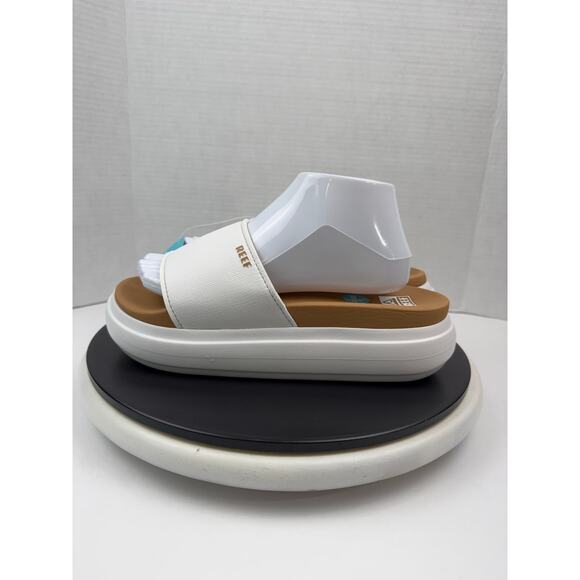 REEF Cushion Bondi Bay White Platform Slip On Slide Sandals Womens Size 9 Shoes - Picture 1 of 9